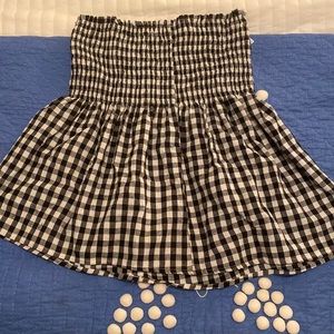 Strapless smocked gingham top/skirt